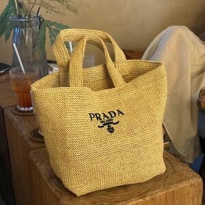 NEW Prada Raffia Woven Tote Bag